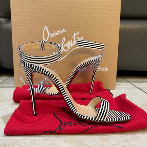 CHRISTIAN LOUBOUTIN JONATINA 100 STRIPES HEELS - Picture 2 of 9